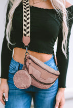 Colorblock Strap Chain Shoulder Bag With Coin Purse KO