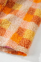 Orange Sherpa Checkered Hooded Jacket