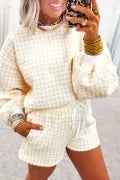 Yellow Plaid Two Piece Lounge Set