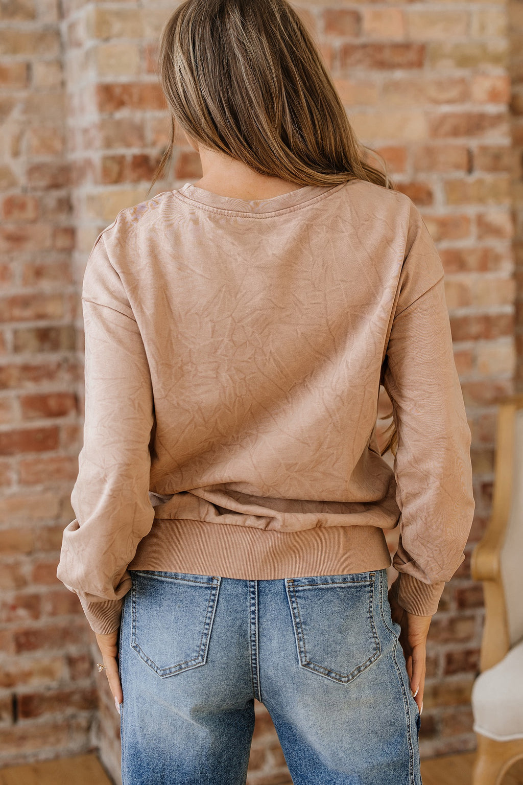 Saved by Grace Letter Embroidery Mineral Wash Sweatshirt