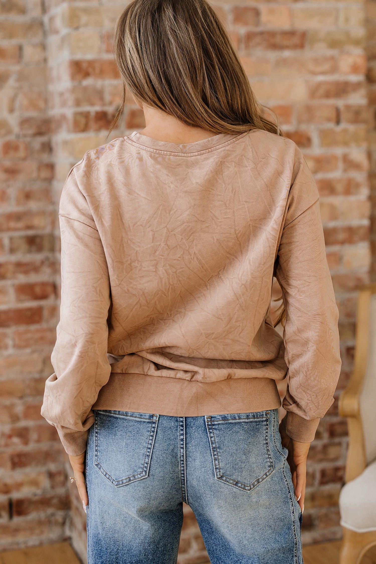Saved by Grace Letter Embroidery Mineral Wash Sweatshirt
