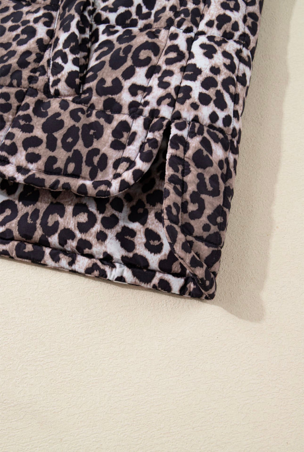 Brown Leopard Quilted Puff Vest