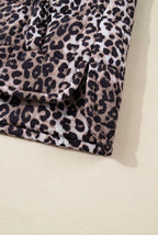 Brown Leopard Quilted Puff Vest