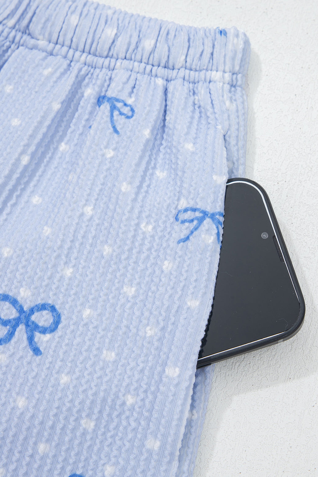 Sky Blue Polka Dot & Heart Print Two Piece Set
