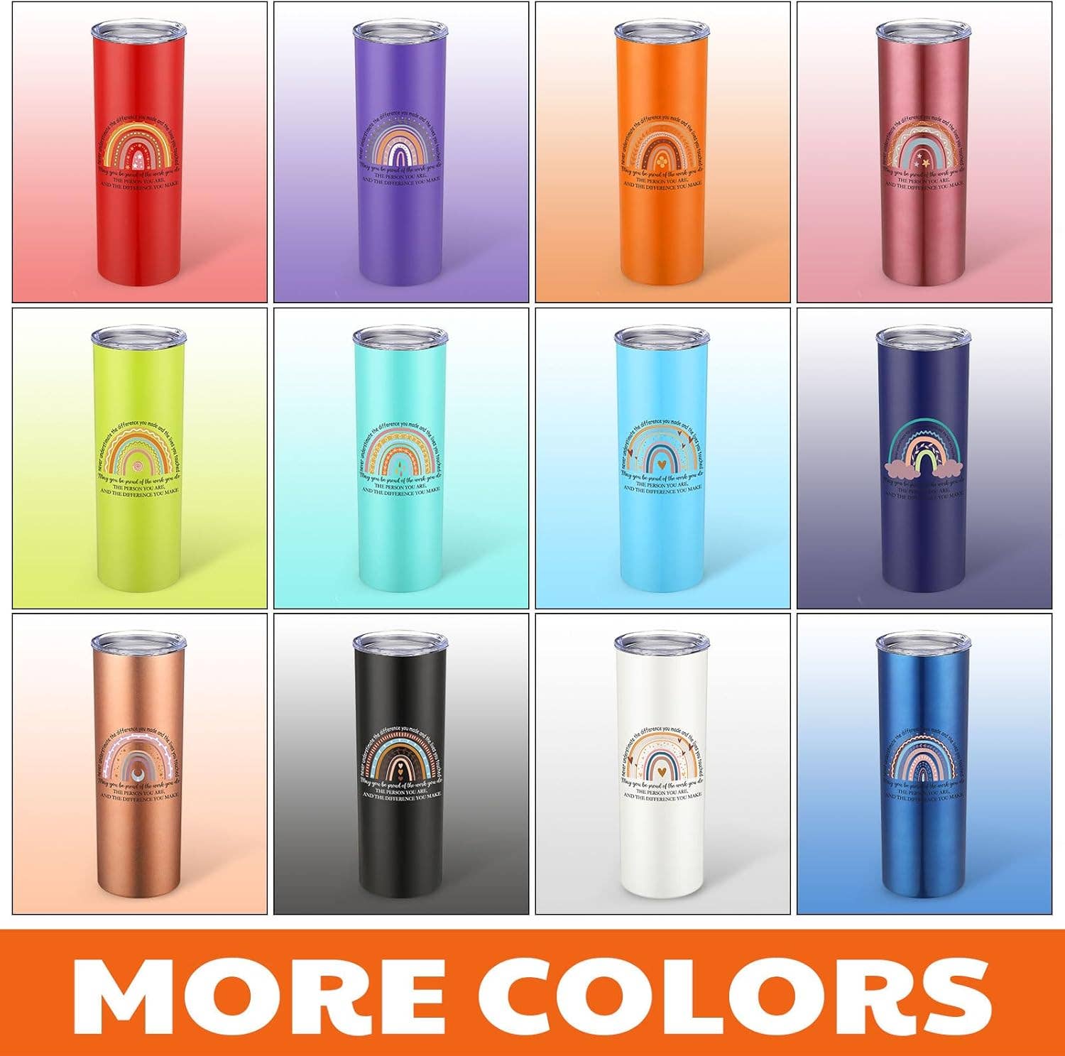 20oz Stainless Steel Motivational Tumbler with Lid & Straw