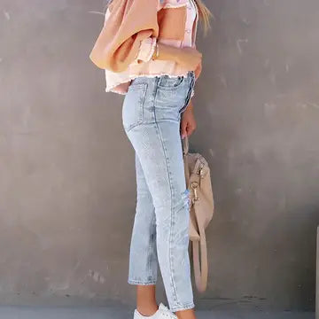 Plain waffle knit button up crop shacket