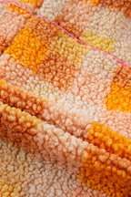 Orange Sherpa Checkered Hooded Jacket