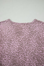 Pink Leopard Retro Studded Star Patch Loose Tee