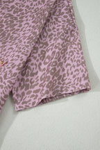 Pink Leopard Retro Studded Star Patch Loose Tee