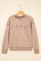 Saved by Grace Letter Embroidery Mineral Wash Sweatshirt