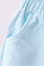 Premium Mint&white stripe bow shorts