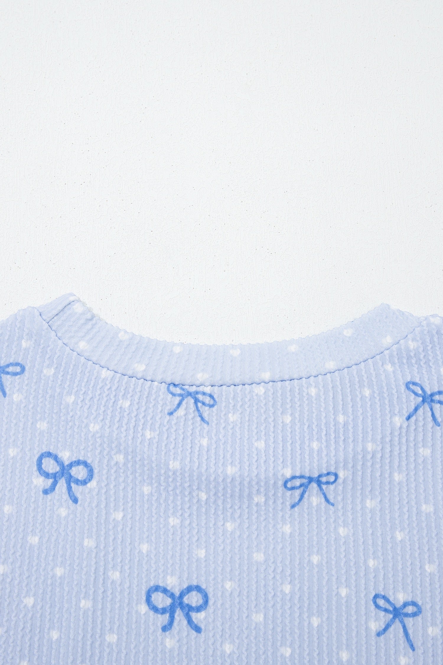 Sky Blue Polka Dot & Heart Print Two Piece Set