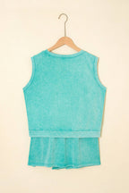 LAS Mineral-Wash Tank Top and Lined Split Skirt Set (S-XL)