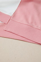 White Two-tone Color Block Patchwork Tee Drawstring Loose Pant Set