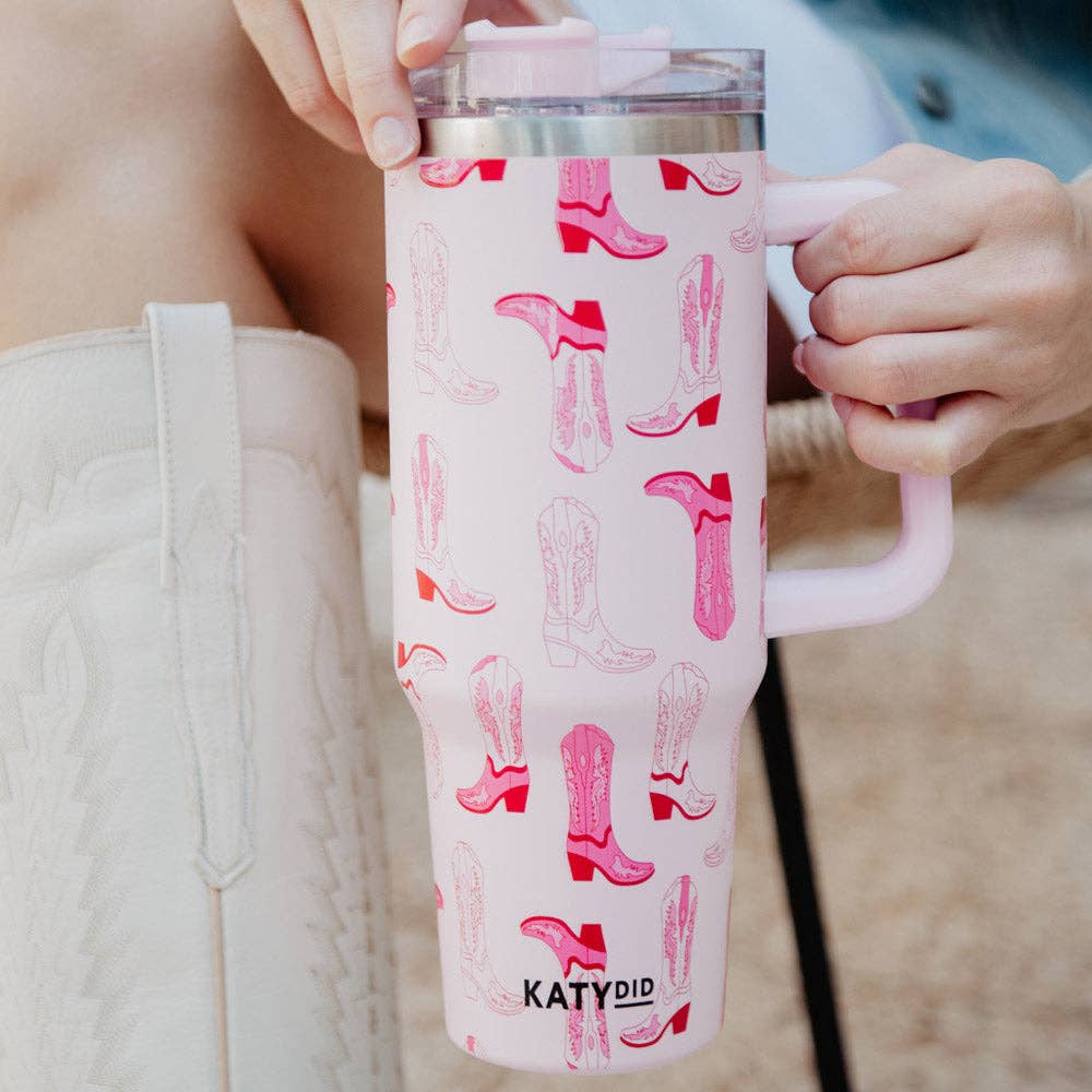 Light Pink Western Boots Tumbler Cup Gifts for Grads