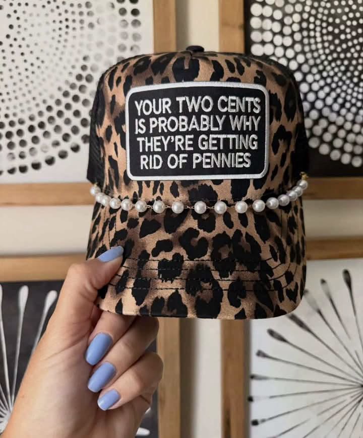 Your Two Cents Leopard Pearl Trucker Hat