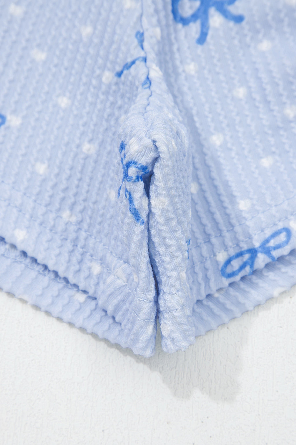 Sky Blue Polka Dot & Heart Print Two Piece Set