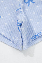 Sky Blue Polka Dot & Heart Print Two Piece Set