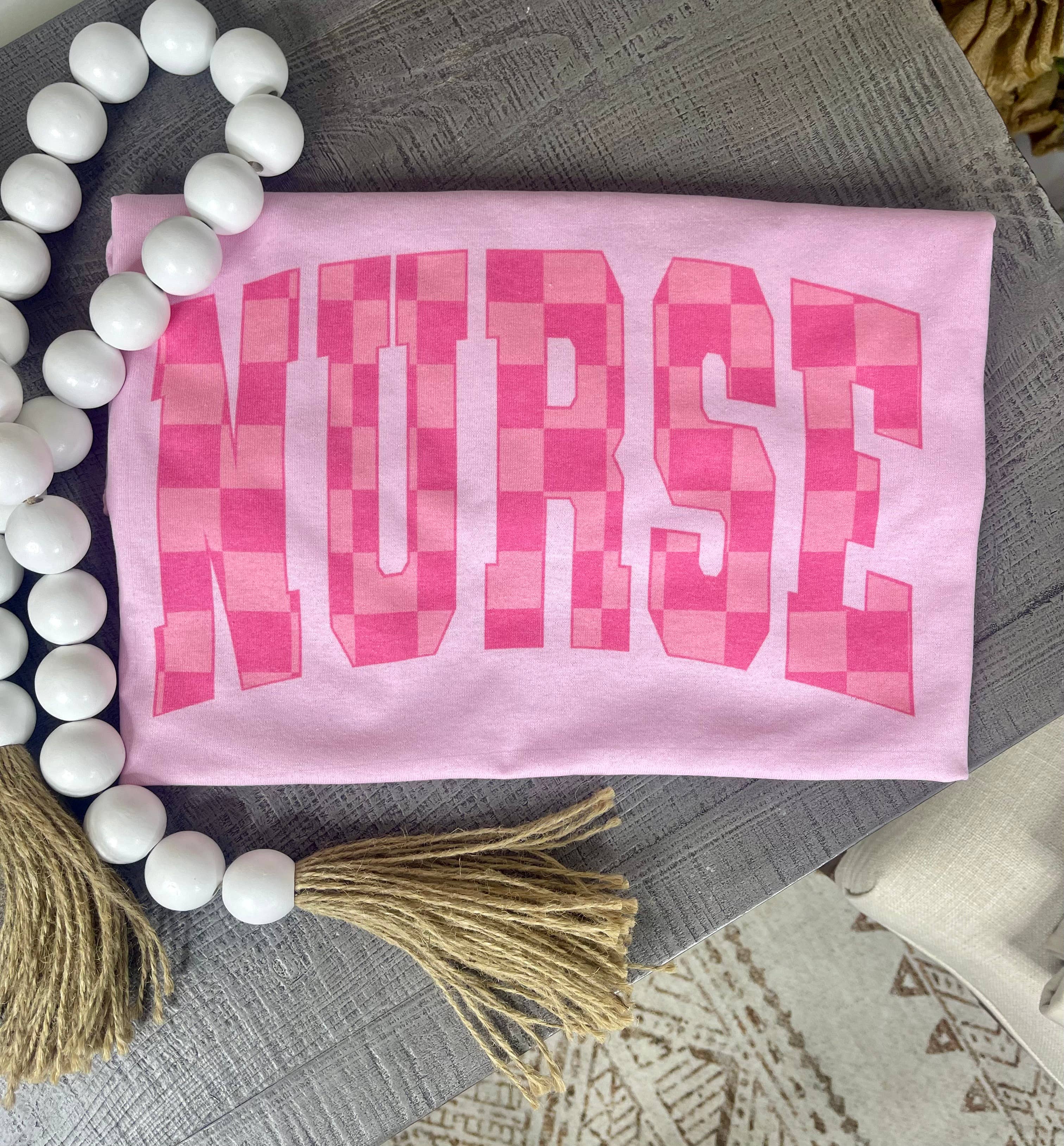 Checkered Pink Nurse (Gildan Tee) 