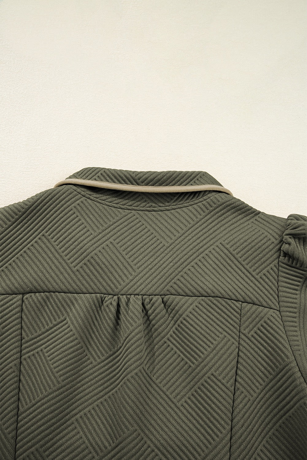 Jungle Green Quarter Zip Collar Bracelet Sleeve Textured Mini Dress
