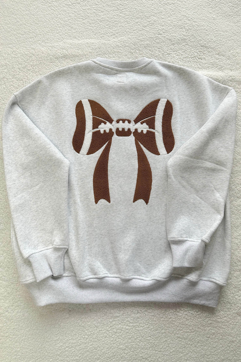 Light Grey Embroidered Football Bow Back Long Sleeve Sweatshirt