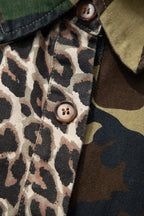 Brown Leopard Camo Patchwork Oversized Shacket