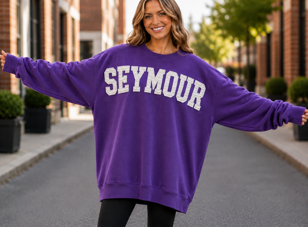 Raw Edge Applique Oversized Sweater