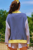 Shift Pant Set - Blue Stripe Striped Ribbed Long Sleeve