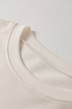 Beige Contrast Plaid Long Sleeve Exposed Seam Patchwork Top
