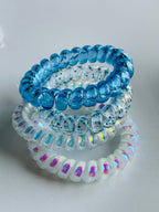 Coastal Blue & White Spiral Hair Ties