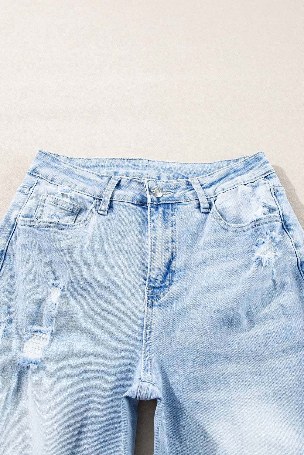 Beau Blue Light Wash Distressed Straight Jeans