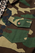 Brown Leopard Camo Patchwork Oversized Shacket