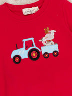 Little Tractor Helper Embroidered Plaid Outfit