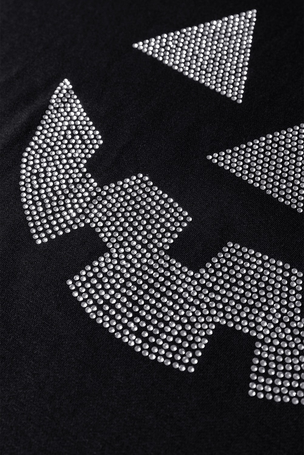 Black Halloween Rhinestone Pumpkin Face Contrast Ribbed Long Sleeve Top
