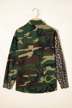 Brown Leopard Camo Patchwork Oversized Shacket