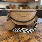 Colorblock Strap Chain Shoulder Bag With Coin Purse KO