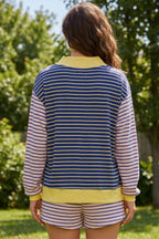 Shift Pant Set - Blue Stripe Striped Ribbed Long Sleeve