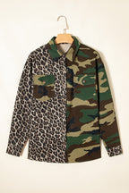 Brown Leopard Camo Patchwork Oversized Shacket