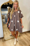 Dotty for You — Knot-Back Puff Sleeve Mini Dress