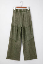 Mineral Wash Tiered Wide Leg Patchwork Drawstring Pants S-4X
