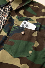 Brown Leopard Camo Patchwork Oversized Shacket