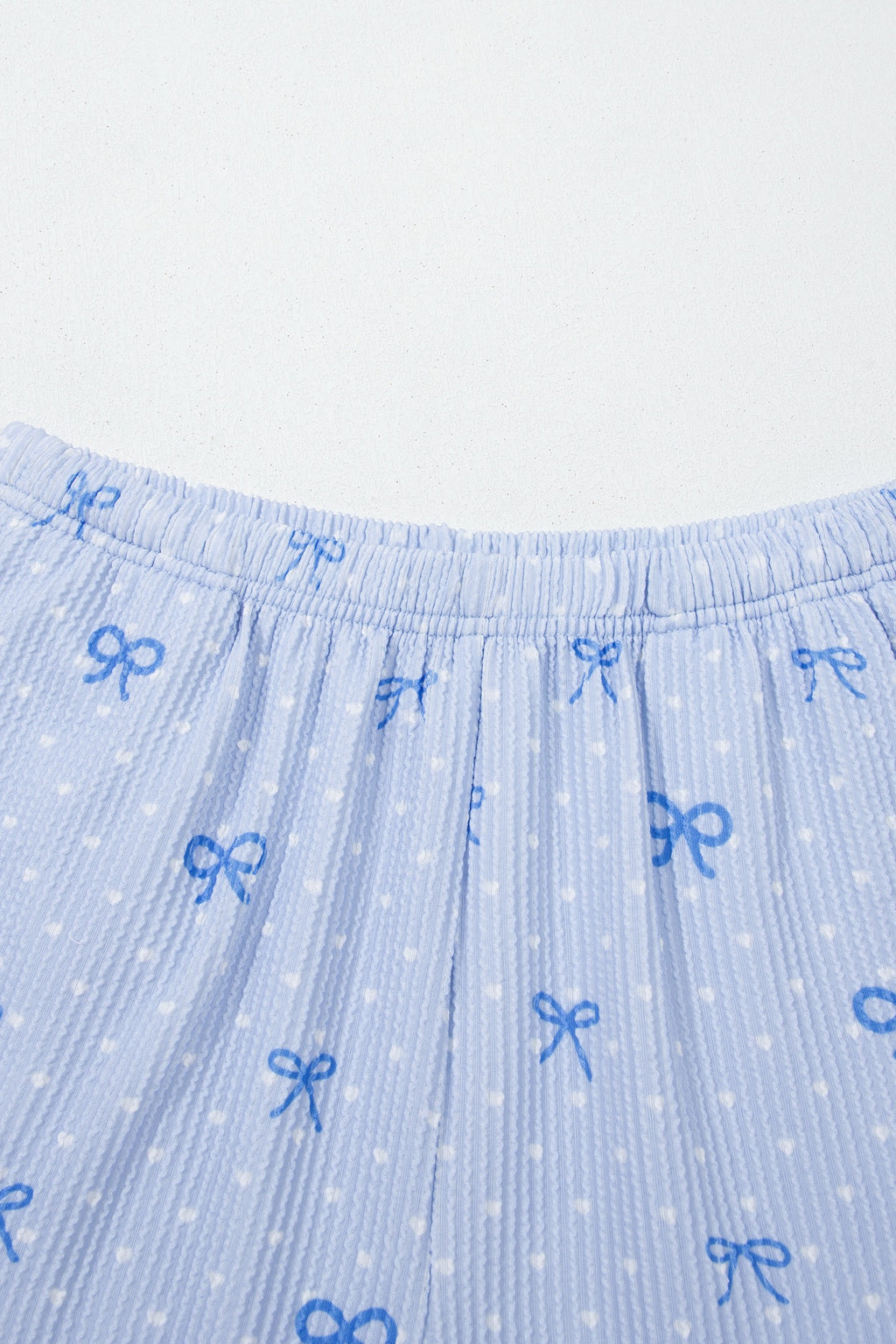 Sky Blue Polka Dot & Heart Print Two Piece Set