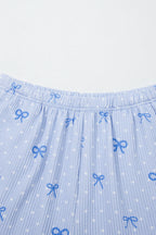 Sky Blue Polka Dot & Heart Print Two Piece Set