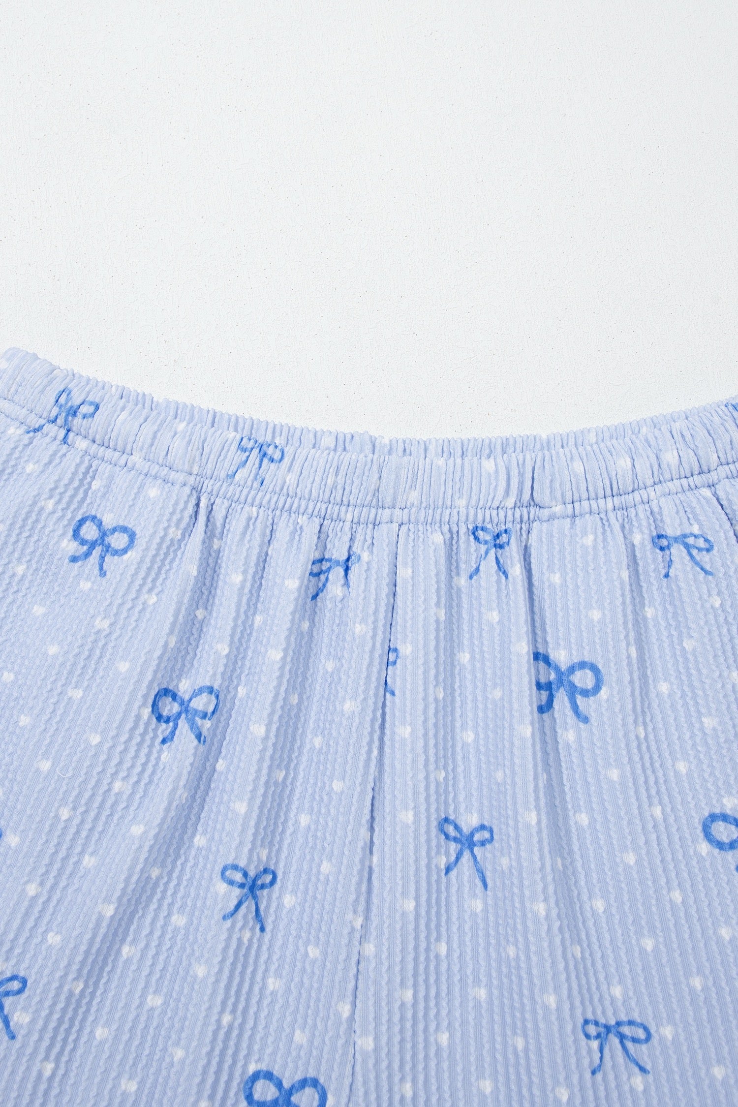 Sky Blue Polka Dot & Heart Print Two Piece Set