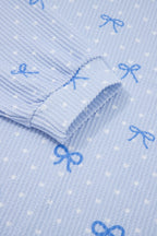 Sky Blue Polka Dot & Heart Print Two Piece Set