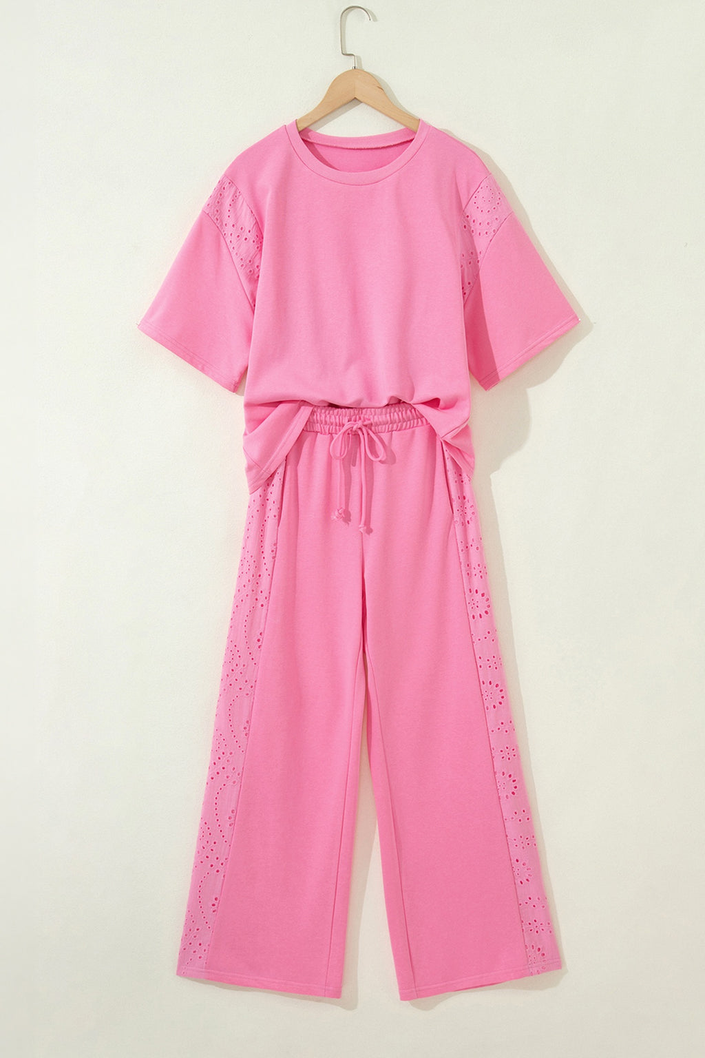 Sachet Pink Lace Two-Piece Pant Set