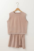 LAS Mineral-Wash Tank Top and Lined Split Skirt Set (S-XL)