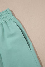 Moonlight Jade Solid Color Cropped Tank Top and Jogger Pants Set