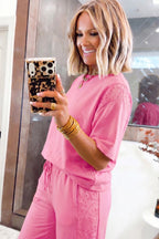 Sachet Pink Lace Two-Piece Pant Set