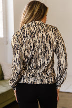Brown Camo Zip-Up Pullover Top